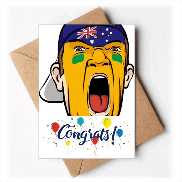 Australie Drapeau Maquillage du Visage Tête Screang Casquette Cartes de Mariage Félicitations Enveloppes de Voeux