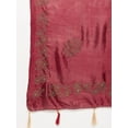 thumbnail image 2 of eloria Woman's Indian Ethnic Chunni, Silk Blend Floral Maroon Dupatta, Stole, Scarf Shawl Wrap, 2 of 3