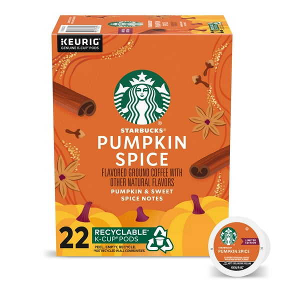 Starbucks Pumpkin Spice Naturally Flavored K-Cups Coffee Pods, 22 Count K Cups