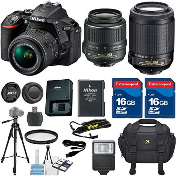 Nikon D5500 DSLR Camera with 18-55mm Lens + Nikon 55-200mm VR Lens ...