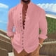 thumbnail image 1 of pstuiky camisas de hombre de manga larga, Camisa informal de moda para hombre, con cuello en V y mangas cortas, transpirable y con botones. tops de invierno para hombre xxxl, 1 of 6