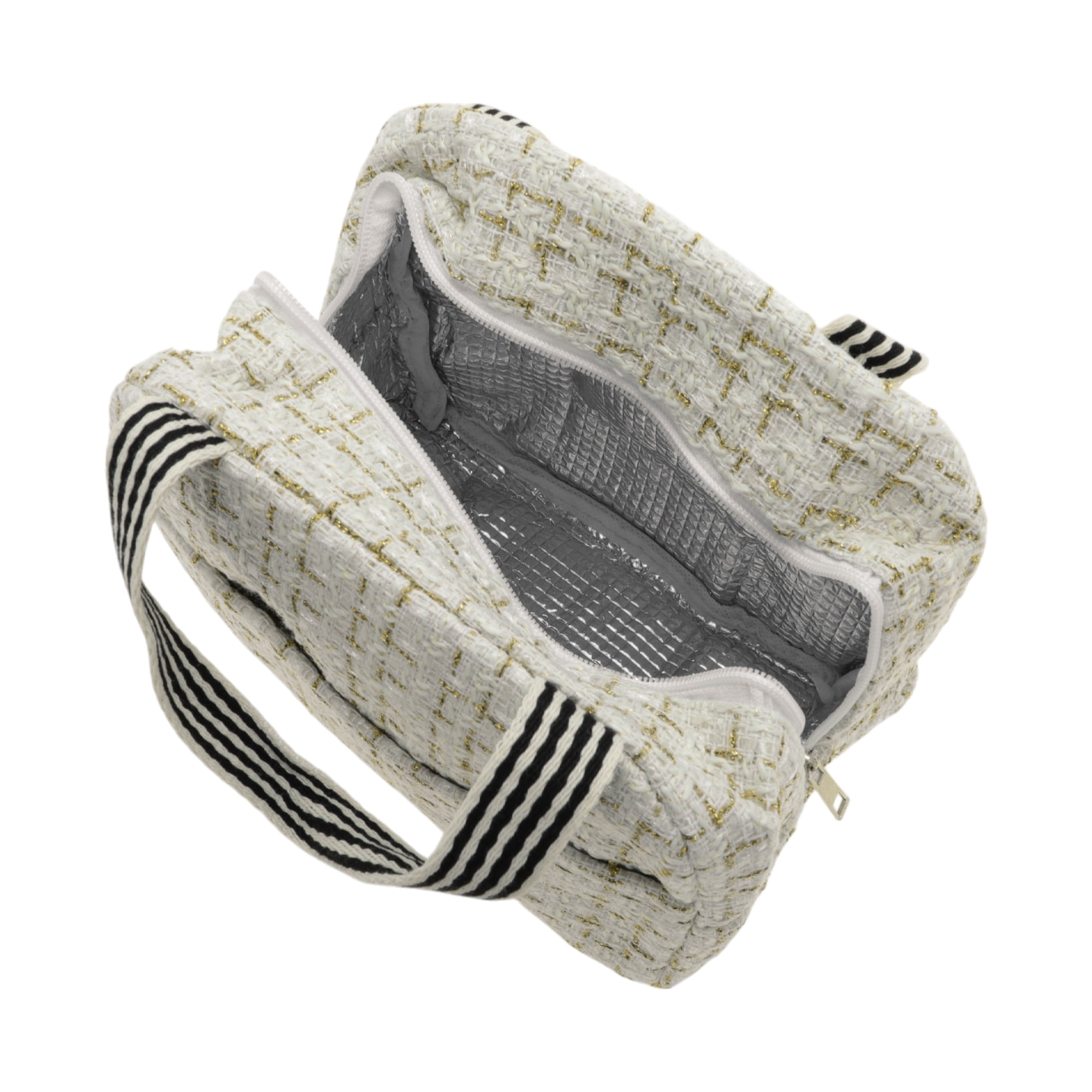 Unique Bargains Thermal Lunch Bag for Work 9.06"x5.51"x7.87" 1 Pc Beige White