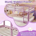 thumbnail image 5 of SESSLIFE Bunk Bed Twin Over Twin, Low Floor Bunk Bed with Guard Rails for Dorm, Small Space, No Box Spring Needed (Pink), 5 of 7