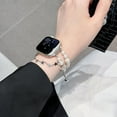 thumbnail image 2 of Pearl Beaded Bracelet Band Compatible for iWatch 49mm 46mm 45mm 44mm 42mm, Fashion Chic Star Bracelet Elegant Wristband Cute Watch Strap for iWatch Series 10 9 8 7 6 5 4 SE 3 2 1 Ultra, Silver, 2 of 8