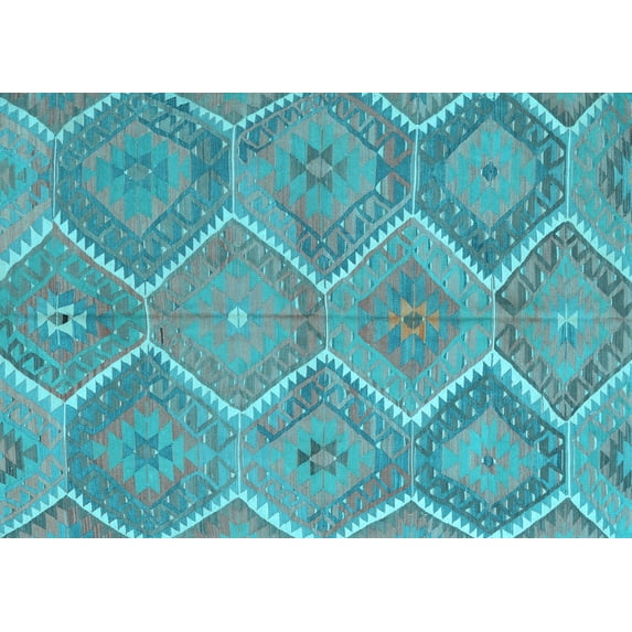 Ahgly Company Indoor Rectangle Southwestern Light Blue Country Area Rugs, 3' x 5'