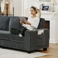 thumbnail image 5 of 84.25" Modern Sectional Sofa Couch with Cup Holder and Side Pockets, 3-Seater Modular Corduroy Compact Sofa Couches Set for Living Room, Apartment, Home Office, Grey, 5 of 7