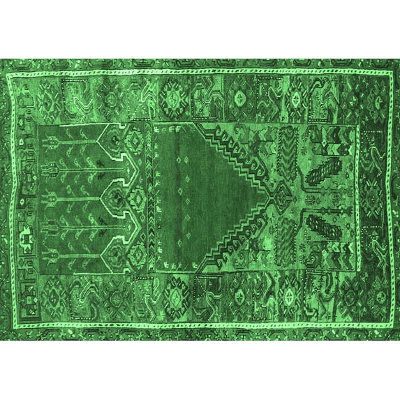 Ahgly Company Indoor Rectangle Persian Emerald Green Traditional Area Rugs, 6' x 9'