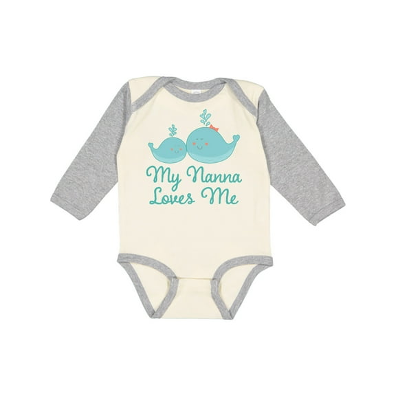 Inktastic Nanna Loves Me Grandchild Whale Boys or Girls Long Sleeve Baby Bodysuit