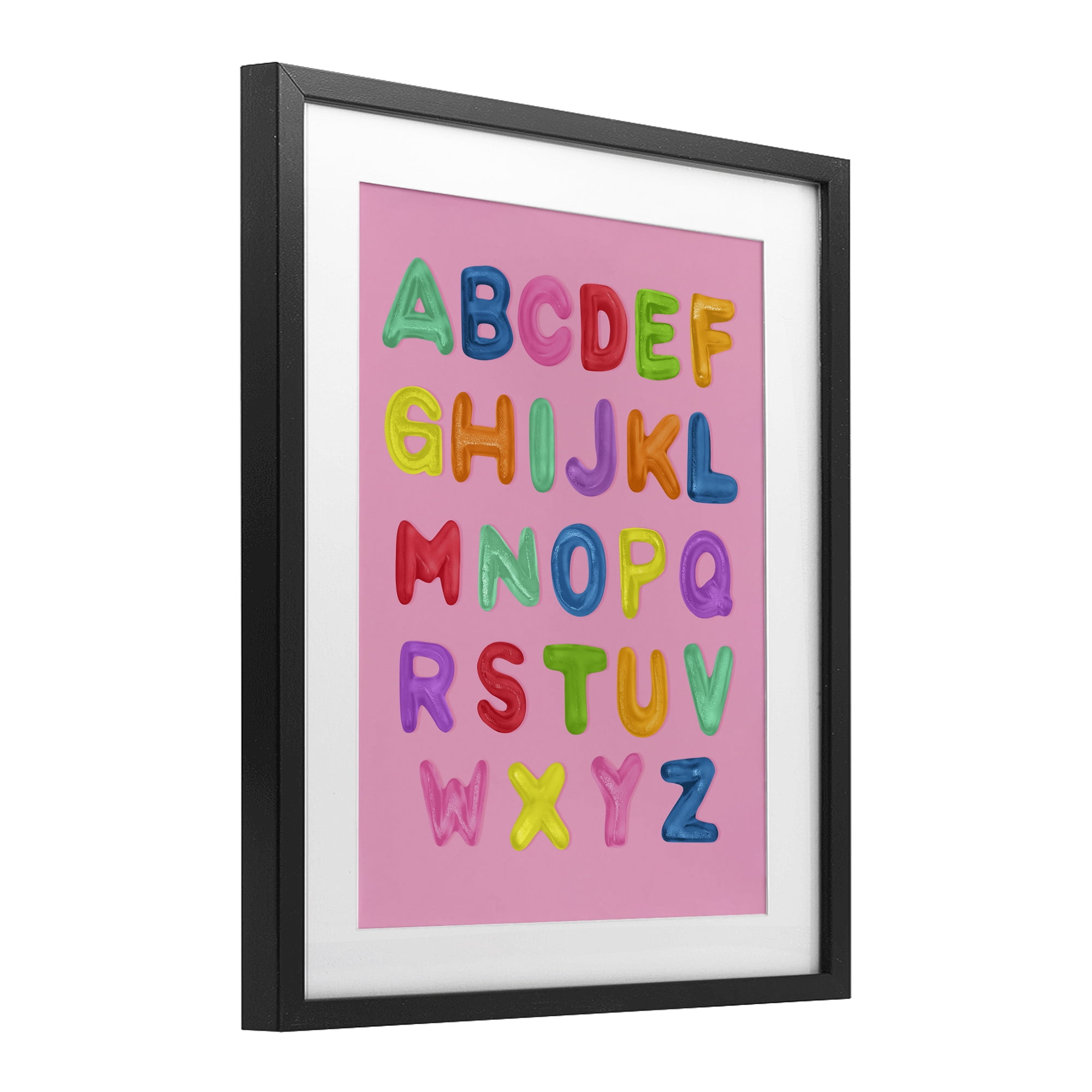 Stupell Industries Gummy Alphabet over Pink Black Framed Print Under Glass, design by LISH Creative