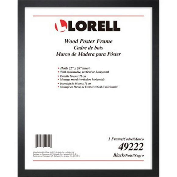 Lorell LLR49222 Cadre d'Affiche en Bois Massif de 28 x 22 Po&44; Noir