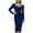 S-Blue, variant on IWRICH Women's V Neck Wrap Velvet Long Sleeve Elegant Bodycon Ruched Party Maxi Dress Red XL