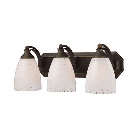 World Imports Glass Bathroom Lamp (Bathroom Vanity 3 Light With Aged Bronze Finish Snow White Glass Medium Base 20 inch 180 Watts - World of)