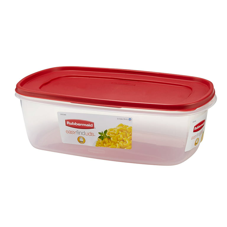Rubbermaid Easy Find Lids Food Storage Container, Large with Red Lid, 2.5  Gallon 