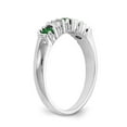 thumbnail image 6 of 14K White Gold Ring Band Wedding Diamond Round Emerald Green, Size 8, 6 of 7