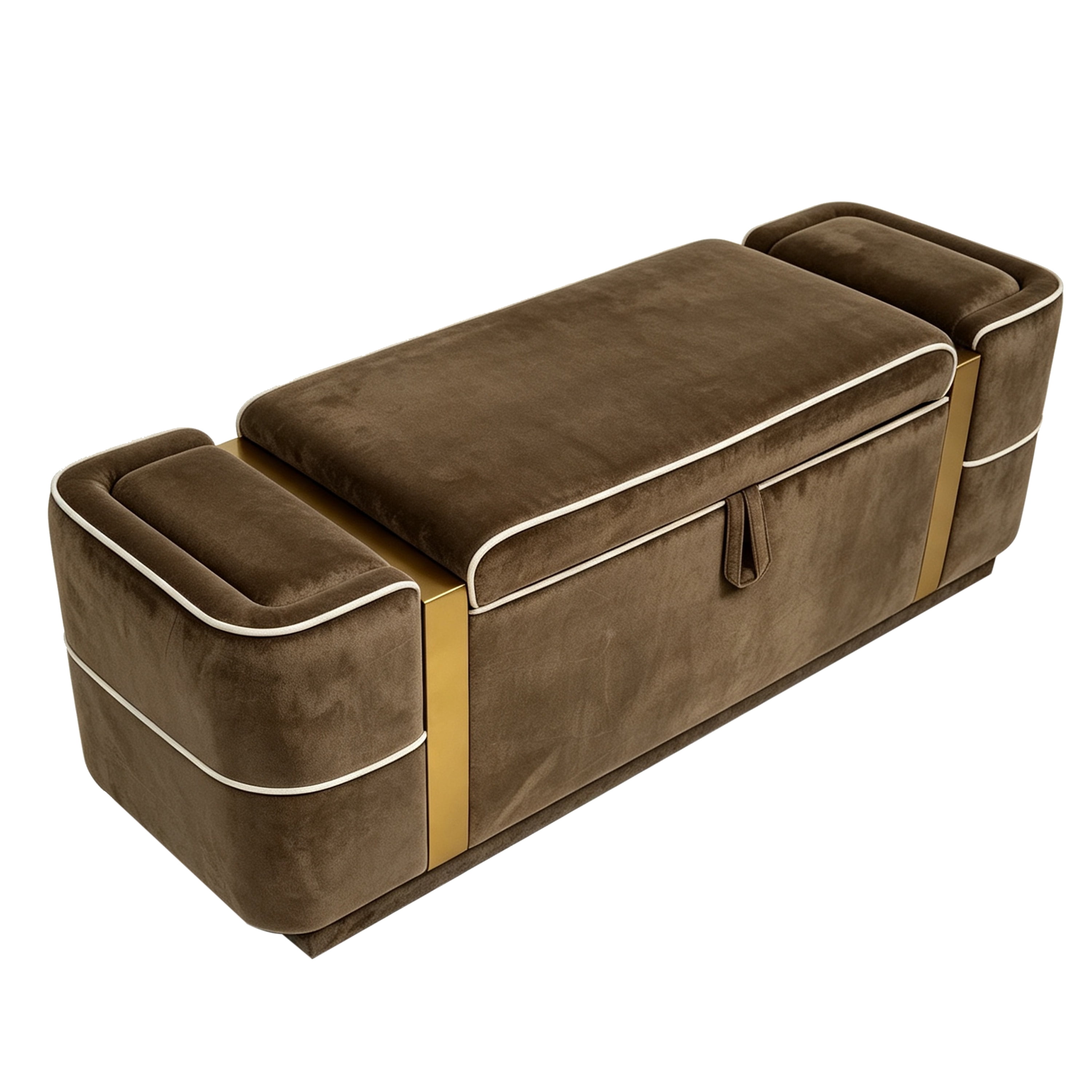 Euroco 47.2" Storage Ottoman Bench,Upholstered End of Bed Bench with Seating, Entryway Bench for Living Room Bedroom,Brown