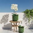 thumbnail image 7 of EFISPSS orchid pot with holes，5+6 inch Ceramic plant pots with holes and tray,promoting air circulation and drainage,indoor/outdoor green flower pot，Set of 2, 7 of 7
