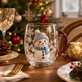 thumbnail image 5 of Christmas Themed Glass Mug with Handle, Christmas Motif Glass Coffee Cup, Santa Reindeer Christmas Tree Snowman Embossed Holiday Drinking Glass, Thickened Clear Glass Festive Winter Beverage Mug, 5 of 8