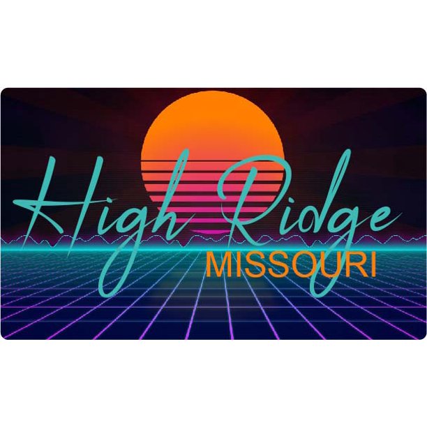 High Ridge Missouri 4 X 2.25Inch Vinyl Decal Stiker Retro Neon Design