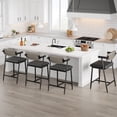 thumbnail image 4 of Juego de 2 Bancos para Barra con Respaldo de Madera - Asiento Tapizado en Cuero Sintético Gris, Estructura de Metal Reforzada y Reposapiés Ergonómico - Altura de Mostrador 66 cm, 4 of 8