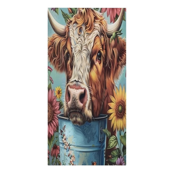 RKSupls Sunflower Highland Cow Microfiber Beach Towel Absorbent Compact Towels for Swimming Pool Beach Travel Things for Vacation Essentials Adult Gift,61.4×30.3Inch