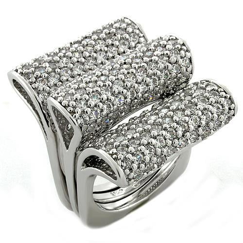 Clear Cubic Zirconia Twisted Eternity Band Ring Gold-Tone Plated Sterling Silver Size 7