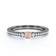 thumbnail image 3 of JeenMata Simple .75 ct - Round Created Pink Morganite - Vintage Inspired - October Birthstone - Dainty - Promise Ring - 18K Black Gold over Silver, 3 of 6