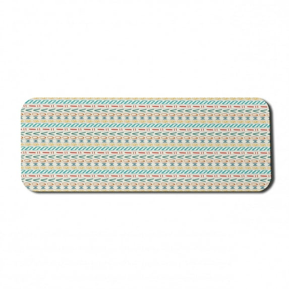 Striped Computer Mouse Pad, Cultural Striped Boho Motif Traditional Southwestern First Nations Artisan, Rectangle Non-Slip Rubber Mousepad Large, 31" x 12" Gaming Size, Multicolor, by Ambesonne