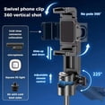 thumbnail image 3 of Extendable Selfie Stick Tripod with Bluetooth Remote for iPhone & Android Phones, Portable Lightweight Travel Tripod Stand for Video Recording, Vlogging & Photography, Black 11.7cm Compact, 3 of 8