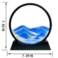 thumbnail image 3 of Sandcle Moving Sand Art Liquid Motion - Moving Sand Art Picture 3D Deep Sea Sandscape Round Glass Frame Display Flowing Sand Relaxing Toy For Desktop Home Office Work Ocean Decor(Blue 7""), 3 of 5