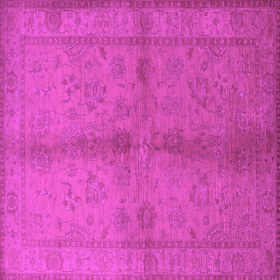Ahgly Company Indoor Square Oriental Pink Industrial Area Rugs, 4' Square