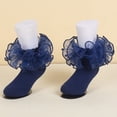 thumbnail image 7 of Resicozy Ruffle Socks Girls Lace Frilly Turn Cuff Ankle Socks Dress Socks for Daily Travel 2026 Navy L, 7 of 7