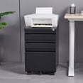 thumbnail image 2 of Tcbosik 3 Drawer Mobile File Cabinet with Lock, Locking Storage Cabinet with Wheels for Home Office, Metal Mobile Filing Cabinet for Legal/Letter Size, Easy Assembly, Black, 2 of 9