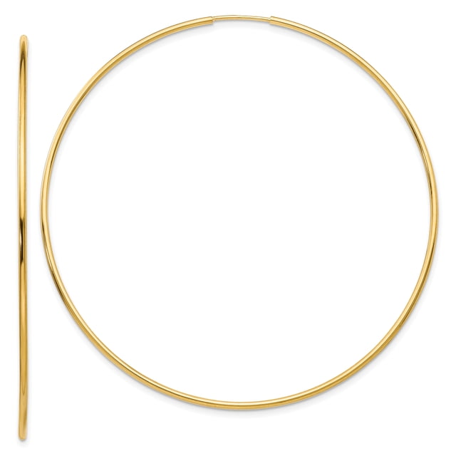 14k Yellow Gold Endless Tube Hoop Earrings Round