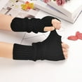 thumbnail image 5 of 2025 Fingerless Gloves Women Stretch Knitted Arm Warmers Long Sleeve Hand Warps for Daily Use, 5 of 8