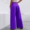 thumbnail image 4 of Women's Wrinkle-Free Pleated High Waisted Business Casual Wide Leg Dress Pants 2026 Purple L, 4 of 5