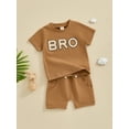 thumbnail image 2 of Bagilaanoe 2pcs Toddler Baby Boy Shorts Set Short Sleeve Letter Embroidered T Shirt Tops + Shorts 6M 12M 18M 24M 3T Kids Casual Summer Clothes, 2 of 8