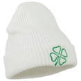 thumbnail image 5 of Four Leaf Clover Embroidered Watch Beanie - White OSFM, 5 of 5