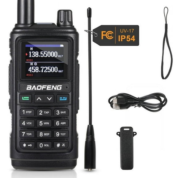 BAOFENG UV17 Walkie Talkie,Two Way Long Range Dual Band Radio,Dustproof Waterproof IP54,Black
