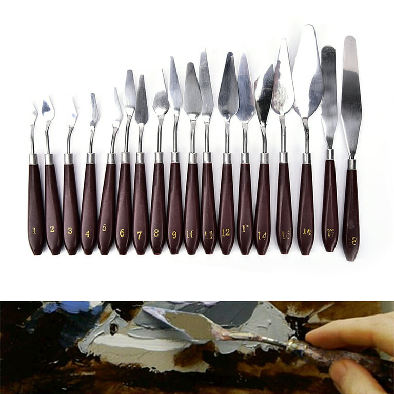 U.S. Art Supply 18-Piece Artist Stainless Steel Palette Knife Set - Wood  Hande Flexible Spatula Painting Knives for Color Mixing Spreading, Applying  Oil, Acrylic, Pouring Paint on Canvases, Cake Icing