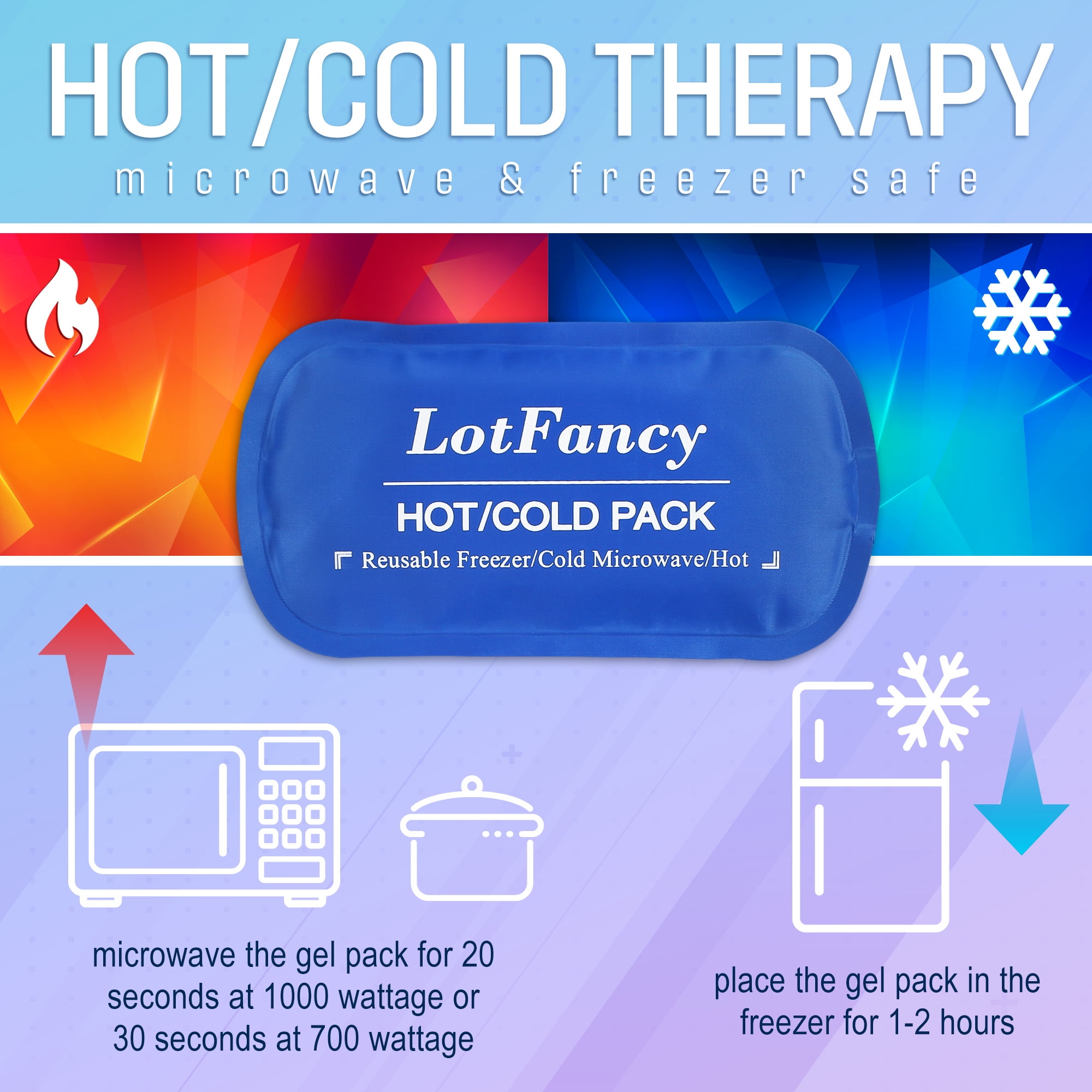 Lotfancy 6 Ice Packs for Cooler and Lunch Box, Reusable Freezer Packs, Size: 7 x 4.75 x 0.75, Blue