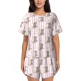 thumbnail image 1 of Balery Heart Cat Conjunto de Pijama para Mujer con Estampado, Dos Piezas de Manga Corta y Shorts, Ropa de Dormir Suave con Cuello Redondo y Bolsillos-Small, 1 of 6