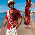 thumbnail image 2 of KUIFORTI His and Hers Matching Outfits Lightweight Polynesian Tribal Hibiscus Couple Matching Outfits with Soft Fabric Men’s Hawaiian Shirt Fashionable Quick-dry Gifts for Couples, 2 of 7