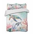 thumbnail image 2 of Coastal Turtle Queen Size Down Alternative Comforter, Lightweight Comforter Quilt Bedding Set with Pillow Shams Nautical Ocean Coral Starfish Seashells All Seasons Bed Comforter Duvet Insert 90"x96", 2 of 7
