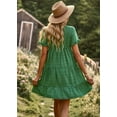 thumbnail image 5 of YNIQUE Women's Summer Short Dress Square Neck Short Sleeve Tiered Ruffle Boho Swing Dresses, 5 of 6