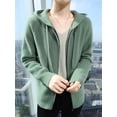 thumbnail image 2 of Women's 100% Merino Wool Sweater with Hood, Collar and Zipper, Long Sleeve Cardigan, Chunky Cashmere Knit, 2 of 8