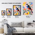 thumbnail image 3 of Bird and Abstract Spring Flowers Colourful Oil Painting Vibrant Floral Pattern Unframed Wall Art Print Poster Home Decor Premium, 3 of 5