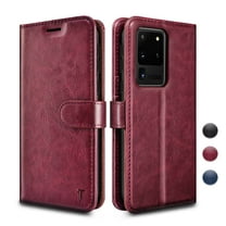 Galaxy S20 Ultra 5G Case, Njjex Galaxy S20 Ultra Case [3 Card Slot] [Kickstand] [Gift Box] Leather Folio Flip Wallet Case [RFID Blocking] for Samsung Galaxy S20 Ultra 5G - Red