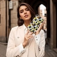 thumbnail image 7 of Leather Thin Slim Wallets for Women Men - Cow Print Sunflowers Black White Clutch Card Wallet for Women Men with Zipper, 7 of 7