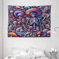 thumbnail image 3 of Ambesonne Trippy Tapestry Wall Hanging, Rave Skeleton Mushrooms Art, 80"x60", Magenta Indigo Multicolor, 3 of 3