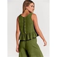 thumbnail image 3 of EASYBRAUS Women Sleeveless Pleated Vest and Cropped Wide Leg Pants Set Summer 2025 Casual Outfit S-3XL, 3 of 9